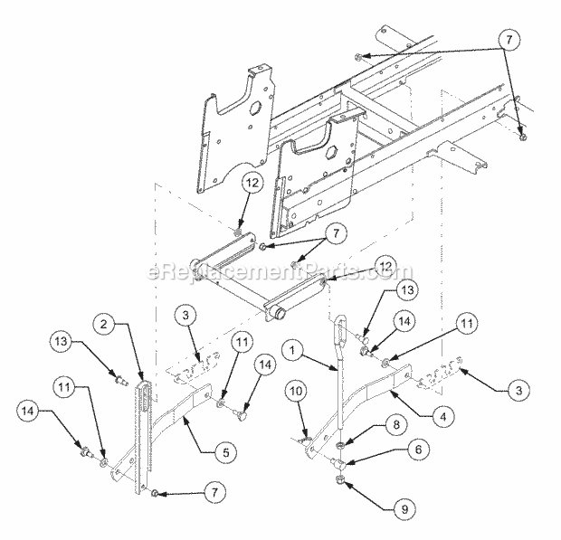 Implement Lift Hanger Diagram and Parts List for GT2523-54 13A-2A8K710 Cub Cadet Lawn Tractor